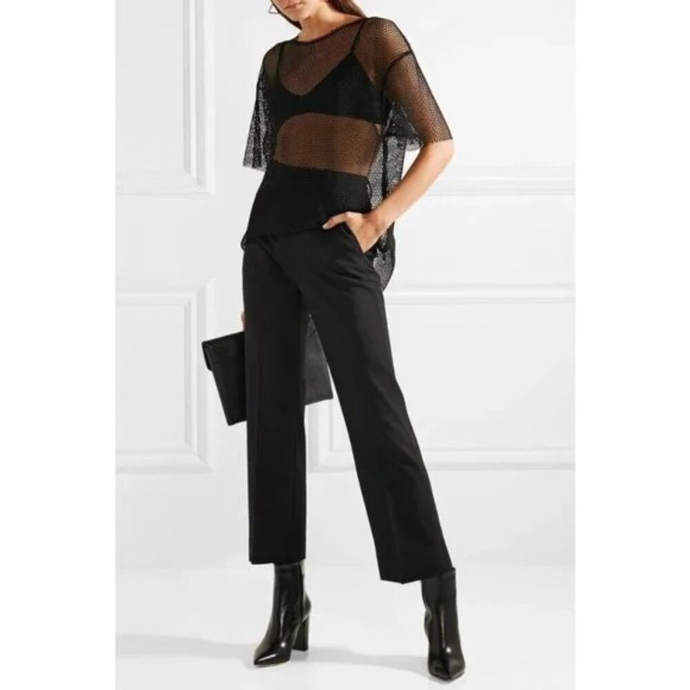 NWT HELMUT LANG Courtney Fishnet Tee Top Black Sheer Designer Women's Small